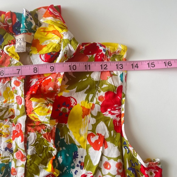 XXI By Forever 21 | Colorful Floral Ruffle Button-Up Sleeveless Dress – Size M - Picture 15 of 16